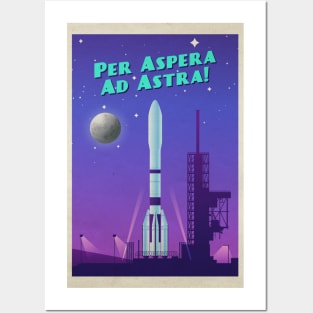 Per Aspera Ad Astra!, ESA Ariane 6 — Vintage space poster Posters and Art